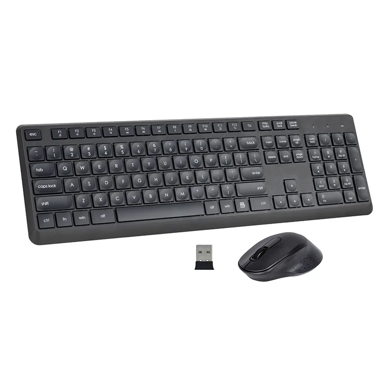 ブラック2.4GHzワイヤレスキーボードとマウスコンボ